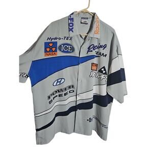 Mens Bare Fox Racing Speed Collection Cup Racing Short Sleeve Button Up Sz 2XL